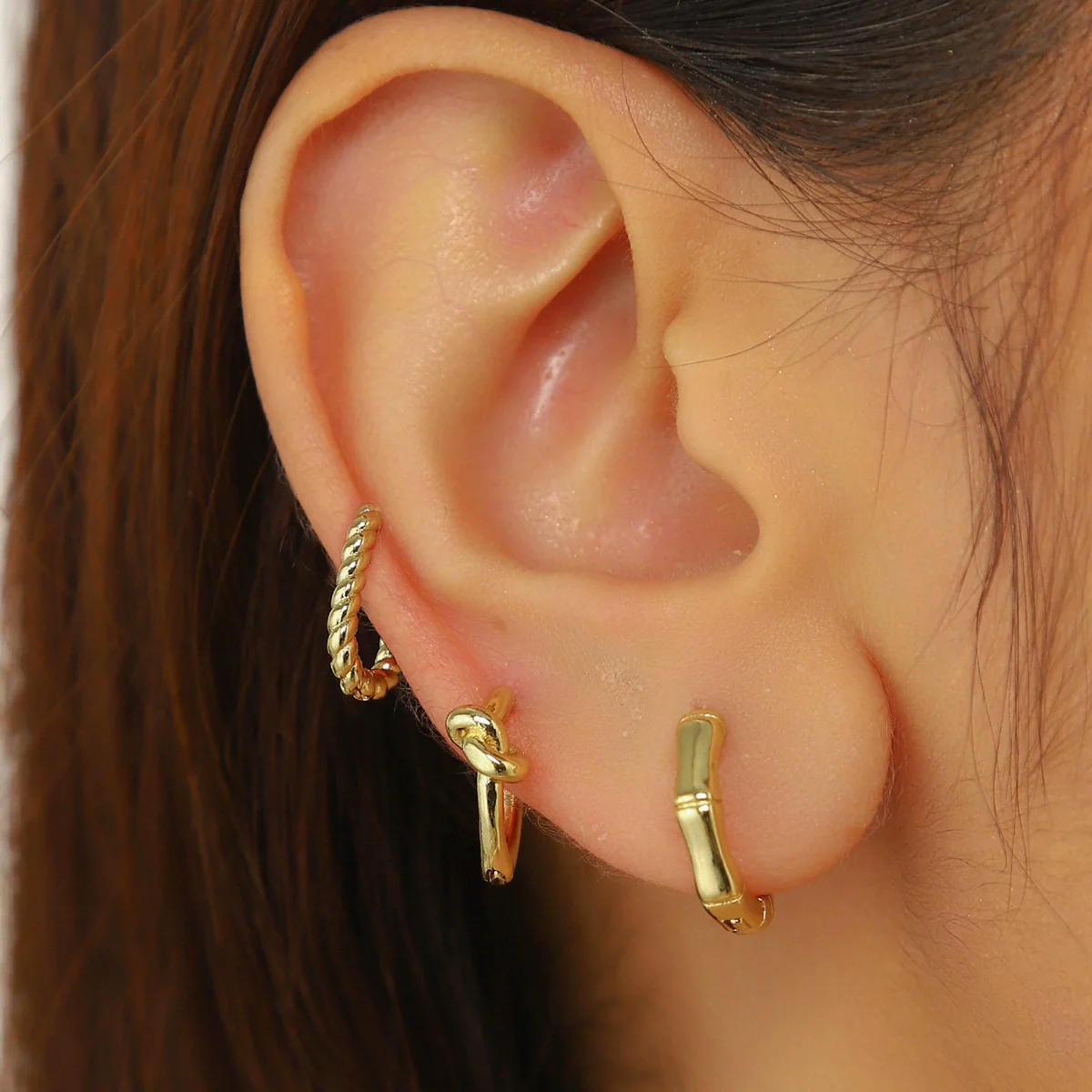 Wholesale Jewelry Geometric Copper Ear Buckle Electroplating Suit - Image 3