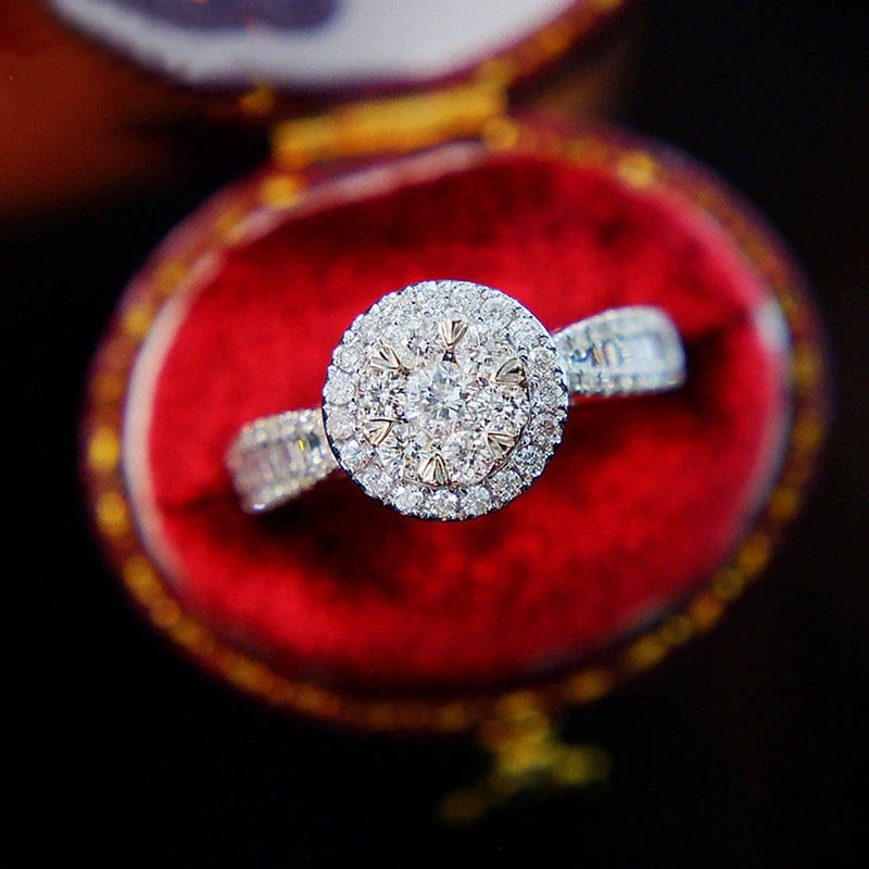 Wholesale Jewelry Geometric Copper Ring With Micro Inlaid Zircon For Women Fashion Ol Style