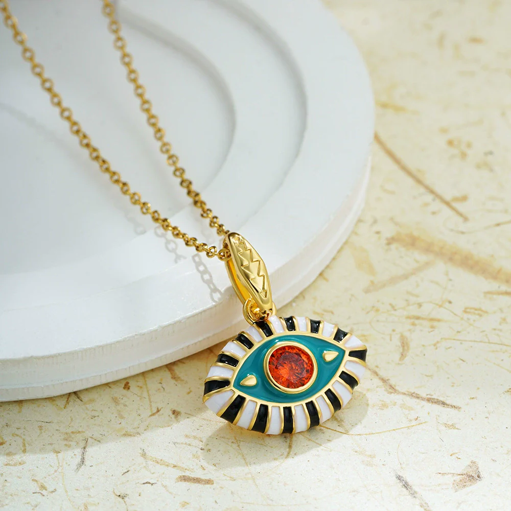 Wholesale Jewelry Geometric Copper Titanium Steel Devil's Eye Pendant Electroplating Baroque Style - Image 2