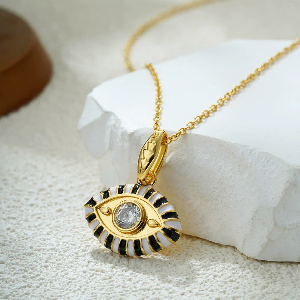Wholesale Jewelry Geometric Copper Titanium Steel Devil's Eye Pendant Electroplating Baroque Style - Image 3