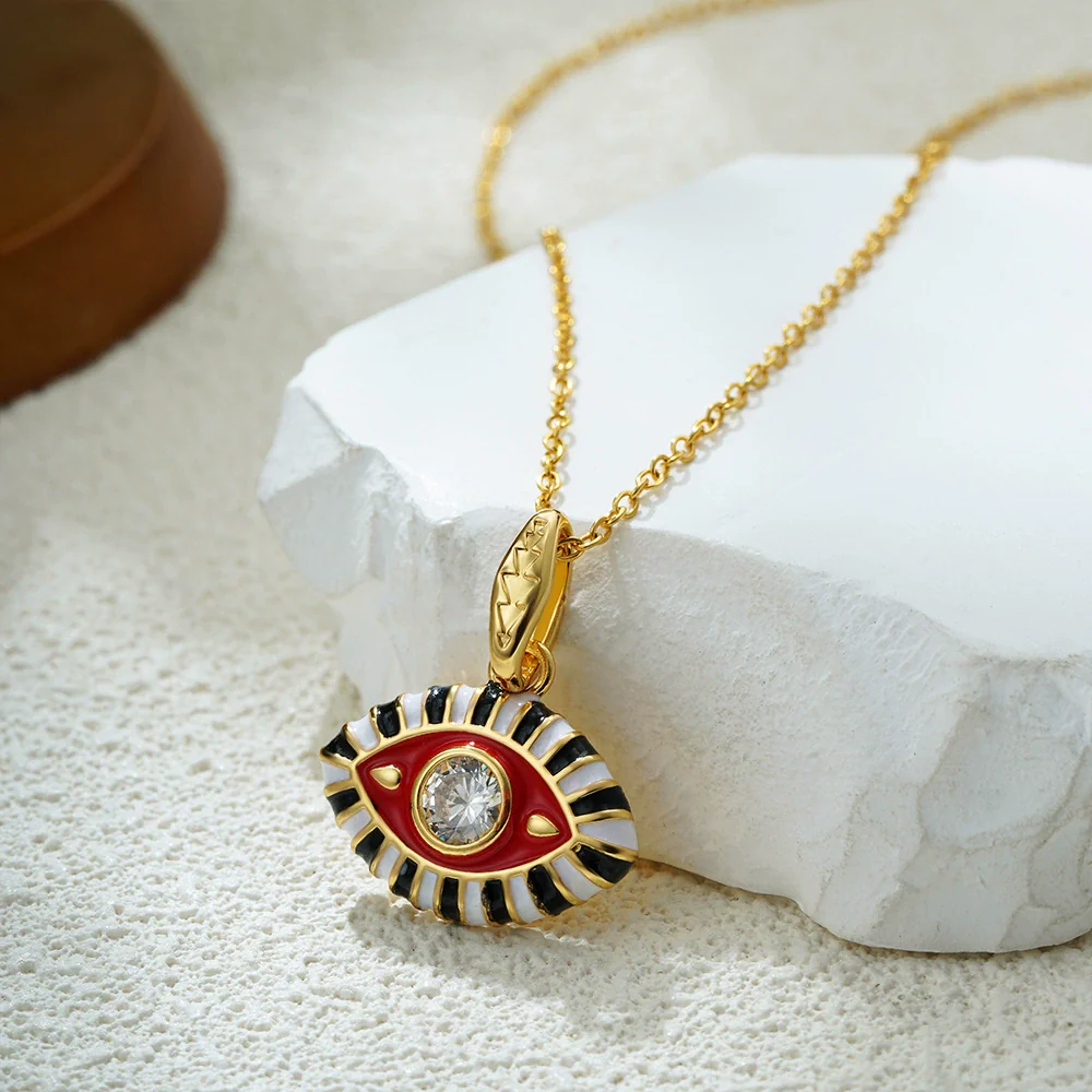 Wholesale Jewelry Geometric Copper Titanium Steel Devil's Eye Pendant Electroplating Baroque Style - Image 4