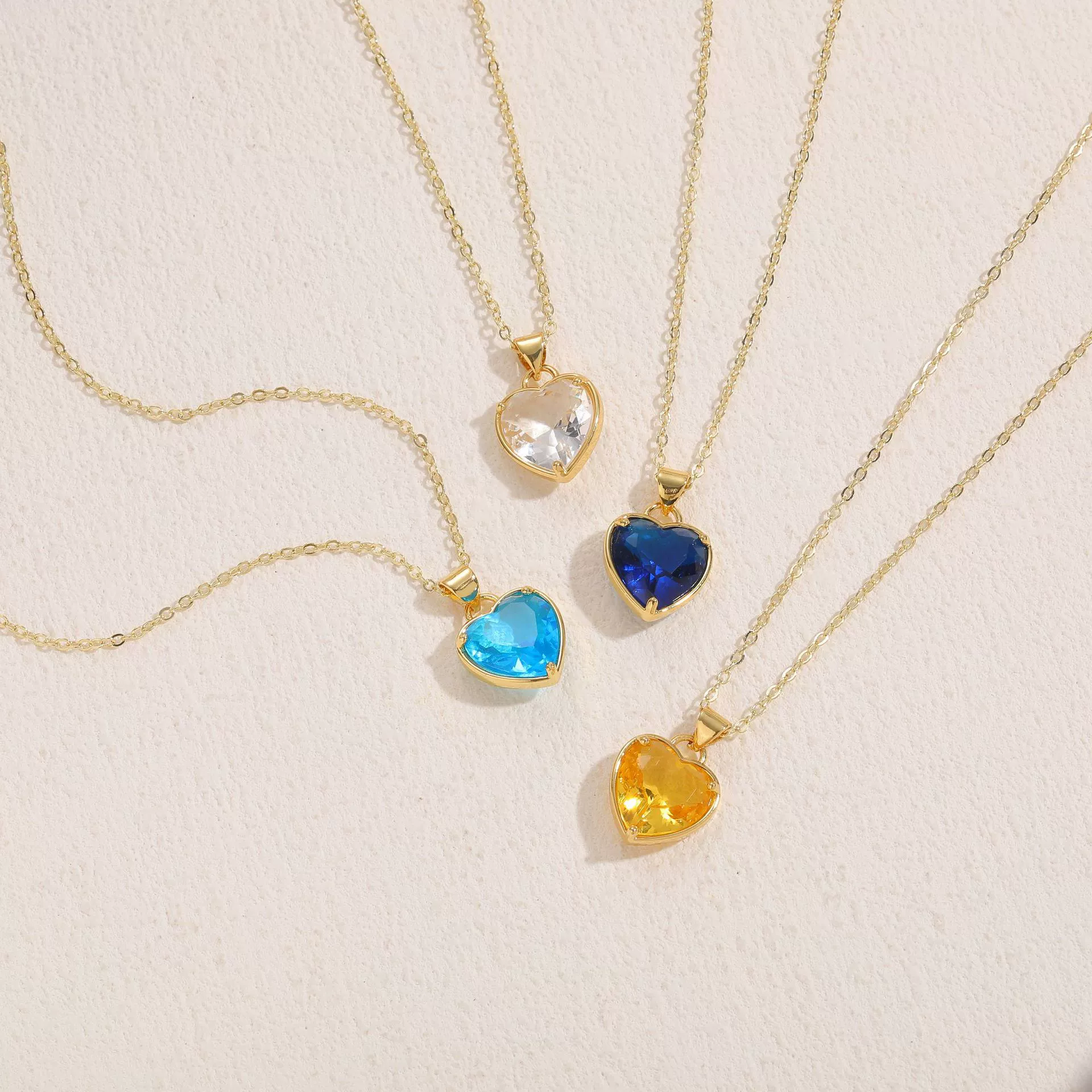Wholesale Jewelry Geometric Glass Love Pendant Necklace Copper Electroplated For Women - Image 4