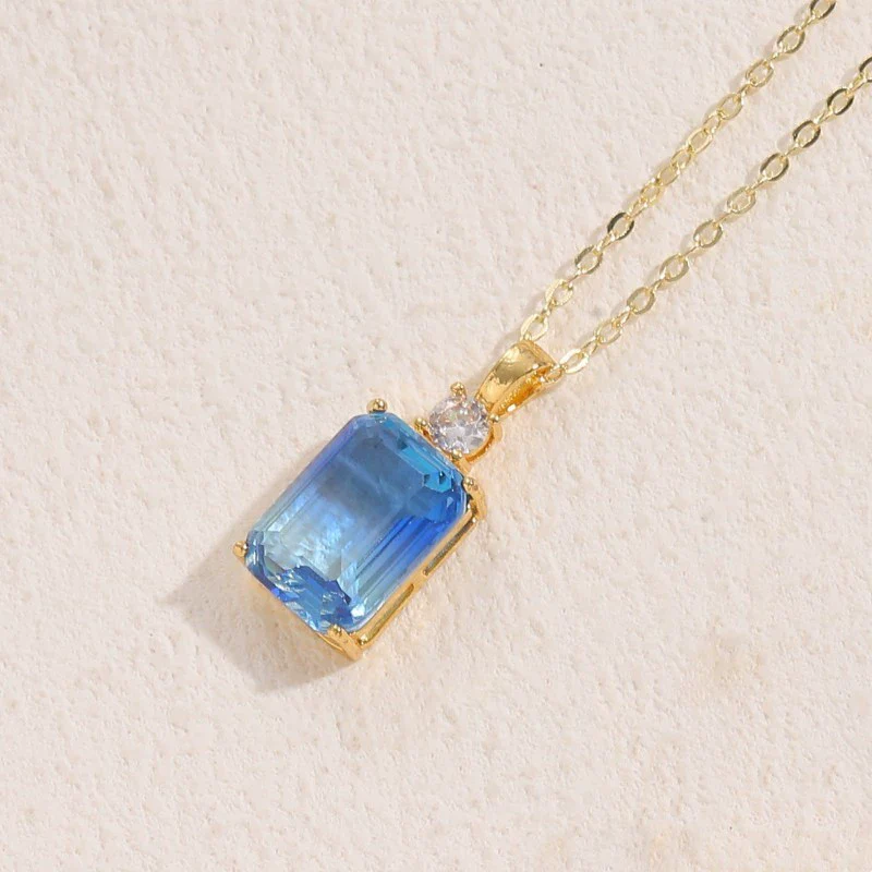 Wholesale Jewelry Geometric Glass Love Pendant Necklace Copper Electroplated For Women - Image 6