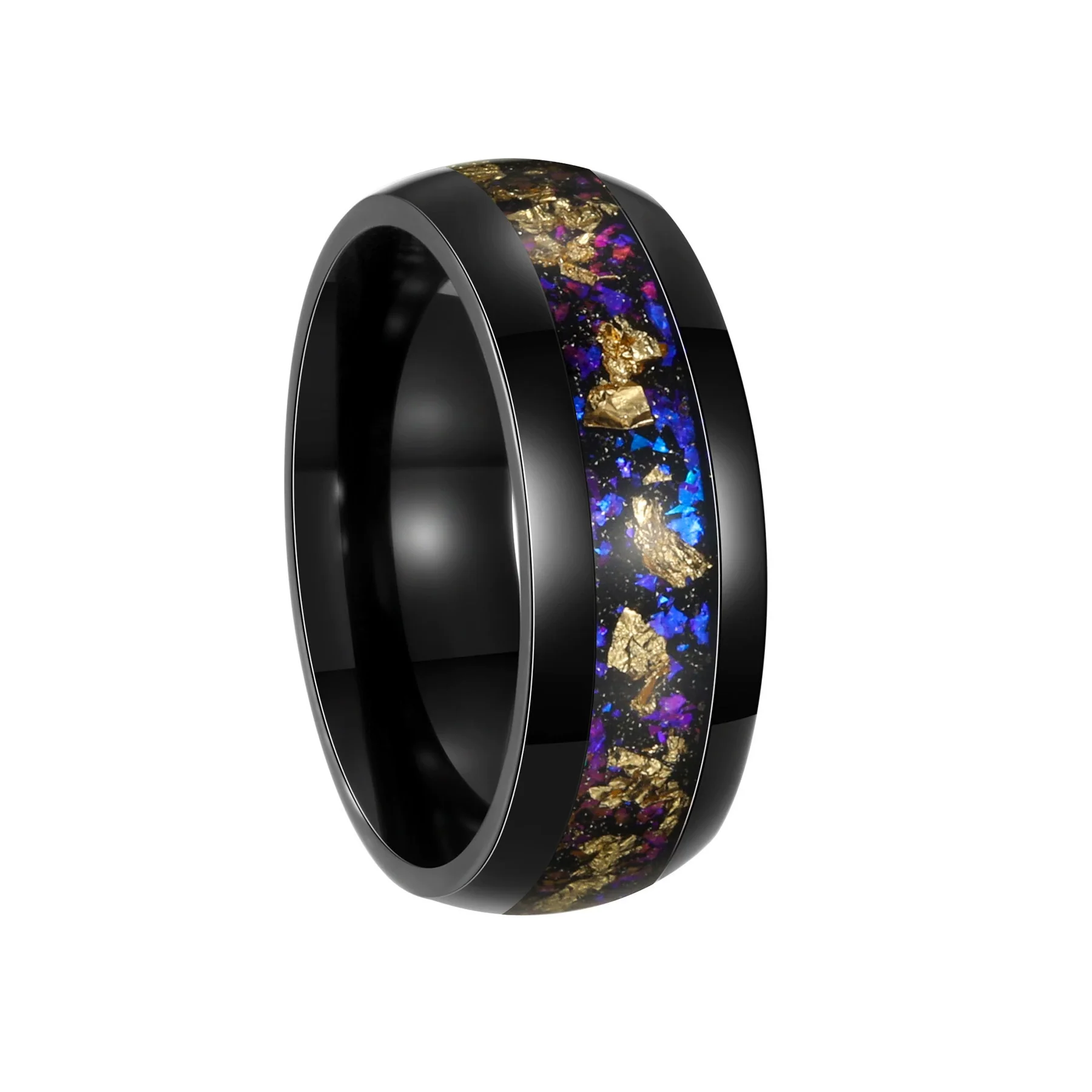 Wholesale Jewelry Geometric Gold Foil Inlaid Titanium Steel Ring For Men And Women - Image 5