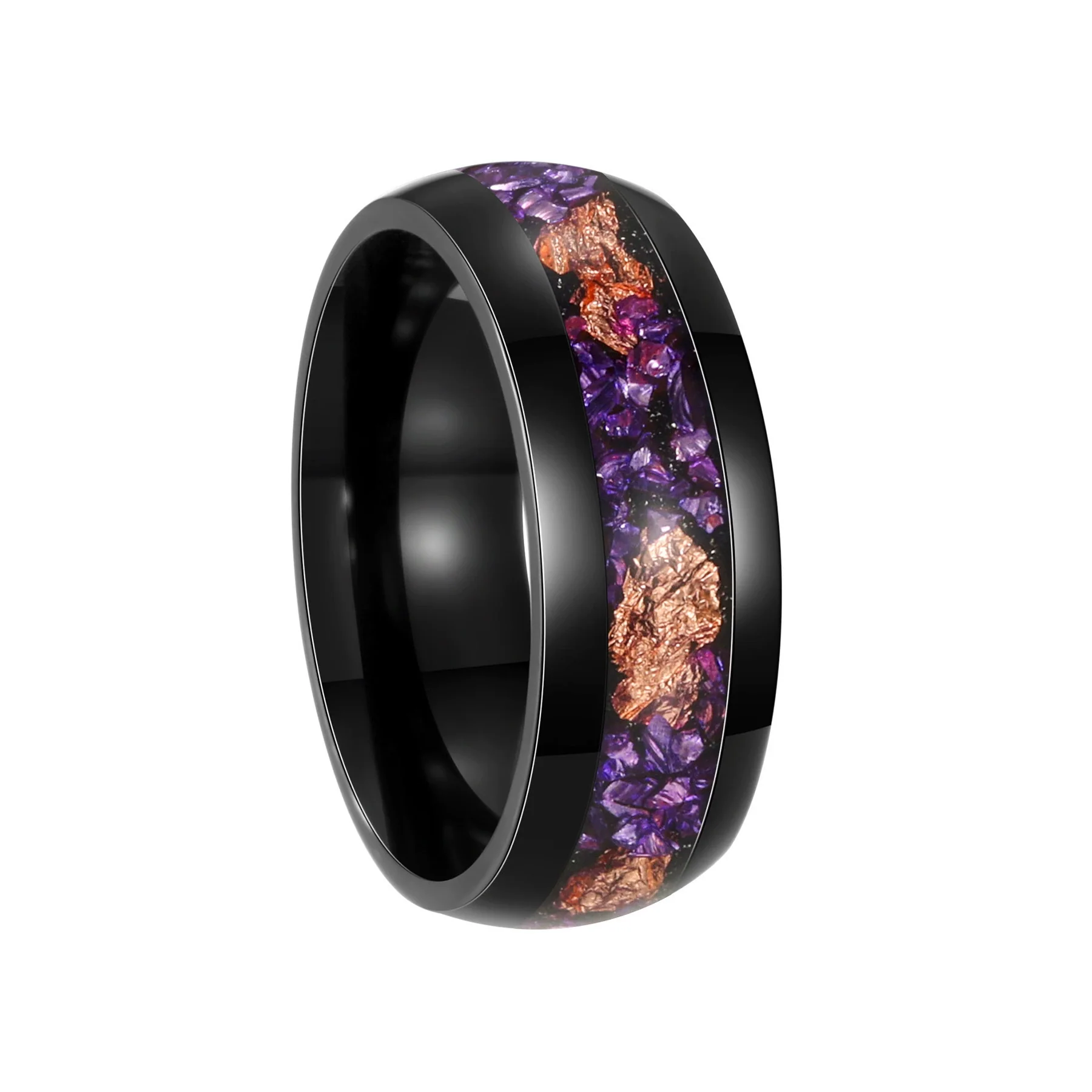 Wholesale Jewelry Geometric Gold Foil Inlaid Titanium Steel Ring For Men And Women - Image 6