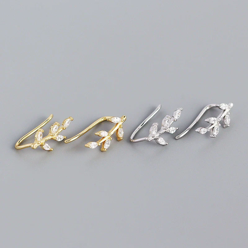 Wholesale Jewelry Geometric Leaves Ear Studs S925 Silver Electroplated For Female - Image 2