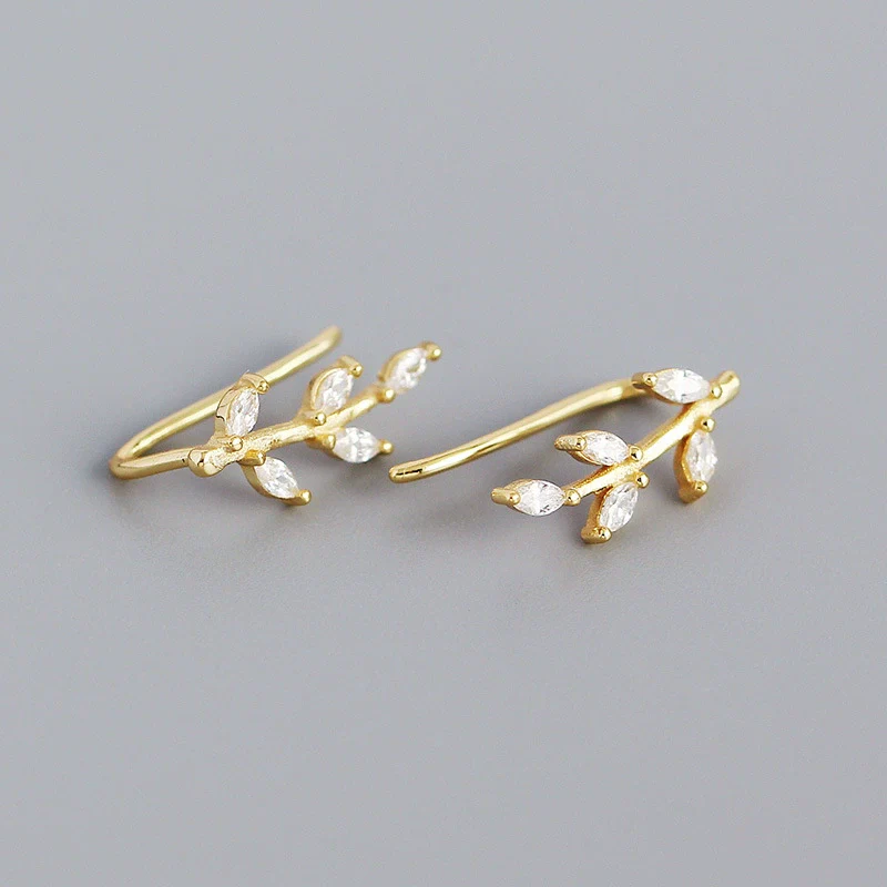 Wholesale Jewelry Geometric Leaves Ear Studs S925 Silver Electroplated For Female - Image 7