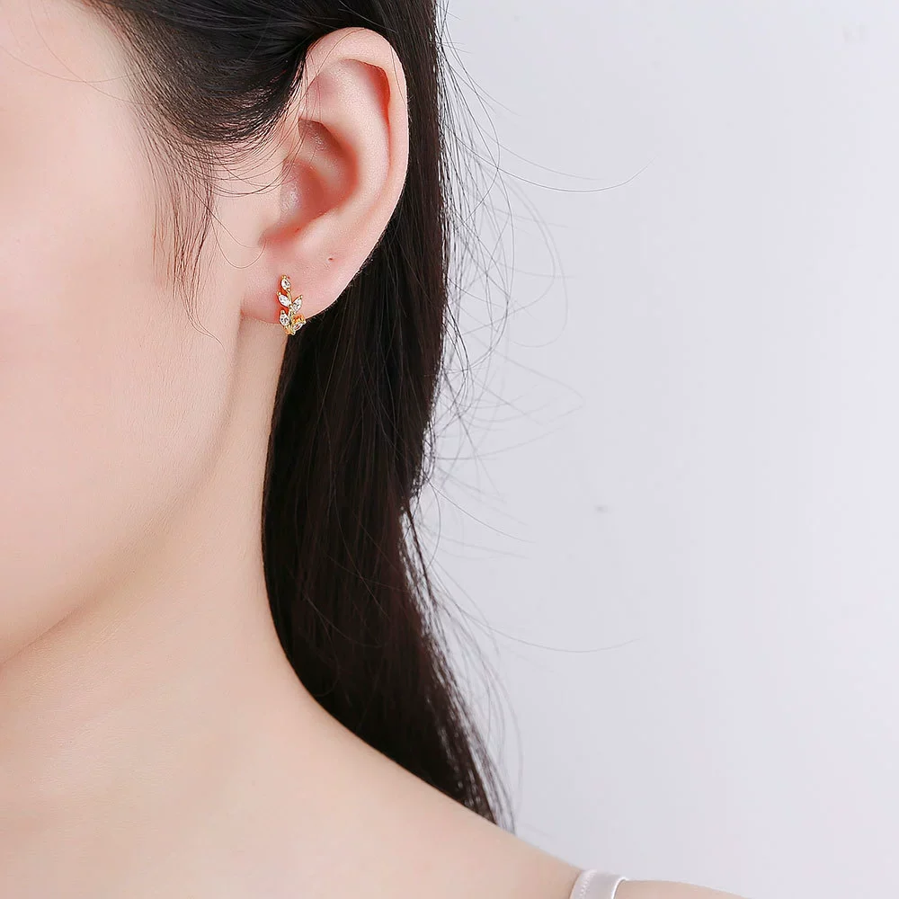 Wholesale Jewelry Geometric S925 Sterling Silver Electroplated Horse Eye Stone Ear Buckle Earrings - Image 3