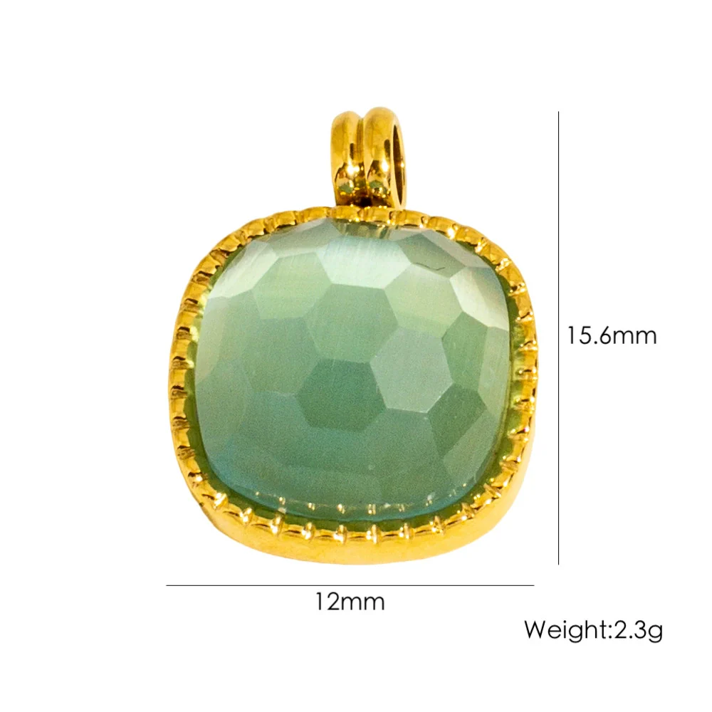 Wholesale Jewelry Geometric Square Cat's Eye Stone Inlaid Stainless Steel Electroplated Pendant Accessories - Image 6