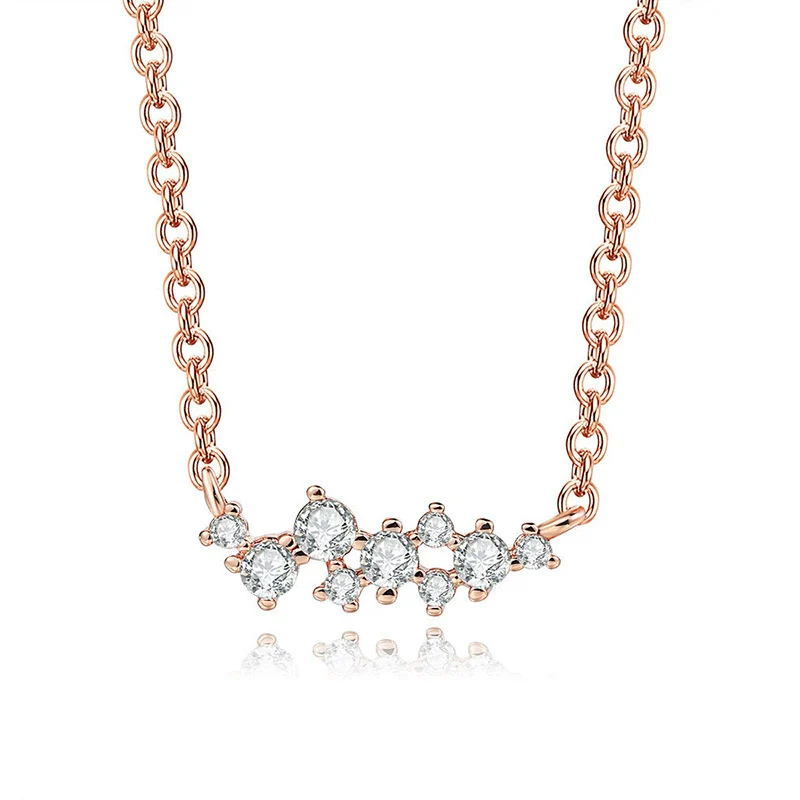 Wholesale Jewelry Geometric Style Asymmetrical Zircon 925 Sterling Silver And Copper O Chain Electroplated Fashion Necklace For Women And Couple - Image 6