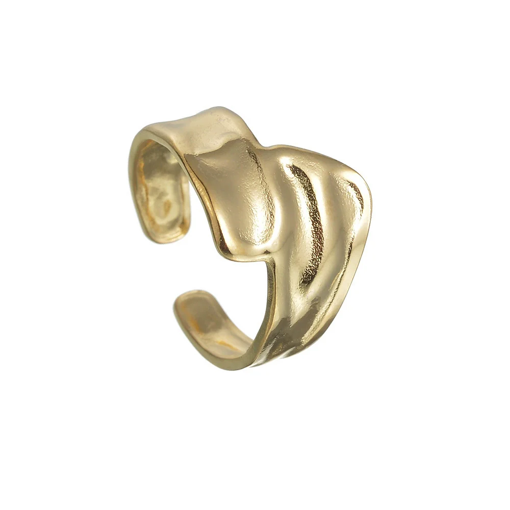 Wholesale Jewelry Geometric Water Ripple Titanium Steel Women's Opening Adjustable Ring Electroplated - Image 8