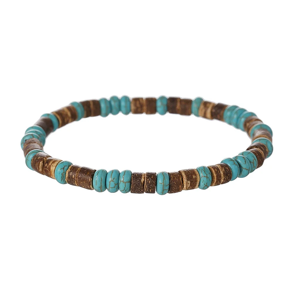 Wholesale Jewelry Geometric Wooden Beads Turquoise Coconut Shell Handmade Unisex Bracelet - Image 20