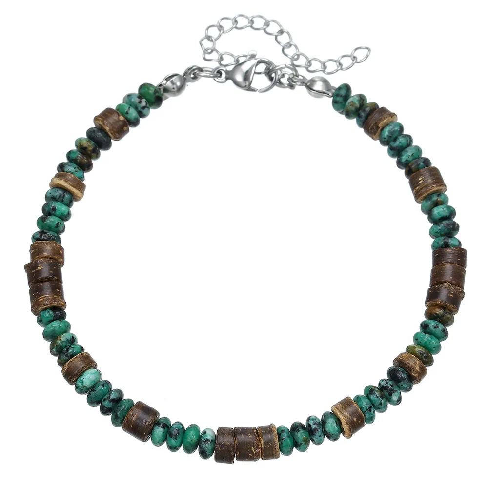 Wholesale Jewelry Geometric Wooden Beads Turquoise Coconut Shell Handmade Unisex Bracelet - Image 31