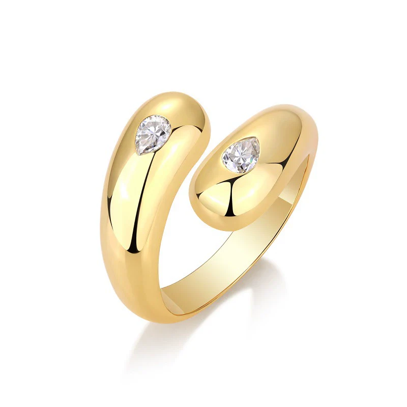 Wholesale Jewelry Goldplated 925 Silver Ring Set With Diamonds Geometric Style - Image 4