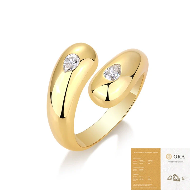 Wholesale Jewelry Goldplated 925 Silver Ring Set With Diamonds Geometric Style - Image 5