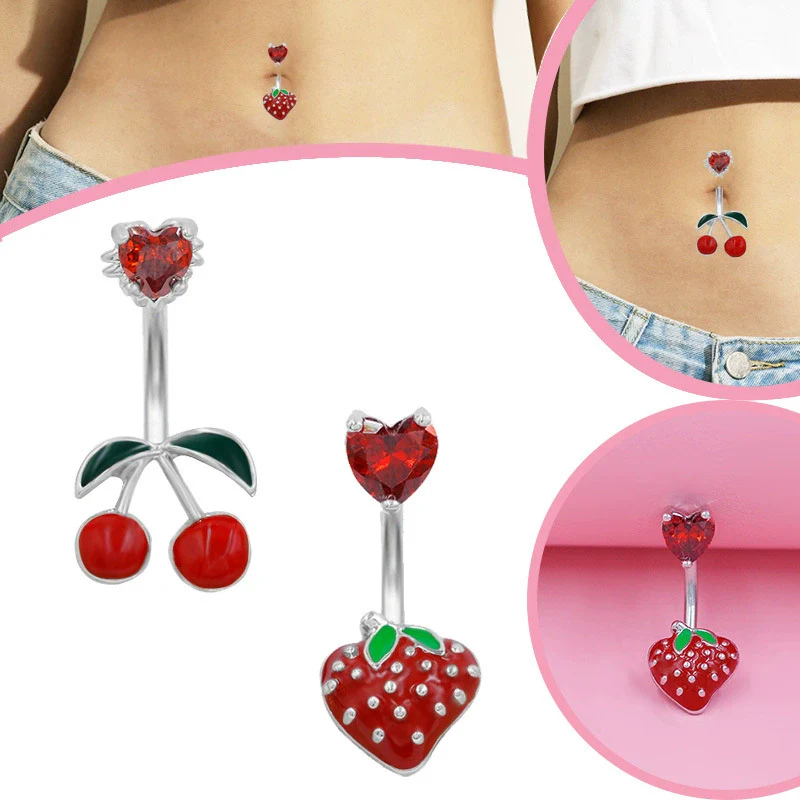 Wholesale Jewelry Heartshaped Strawberry Navel Fruit Cherry Navel Style Alloy