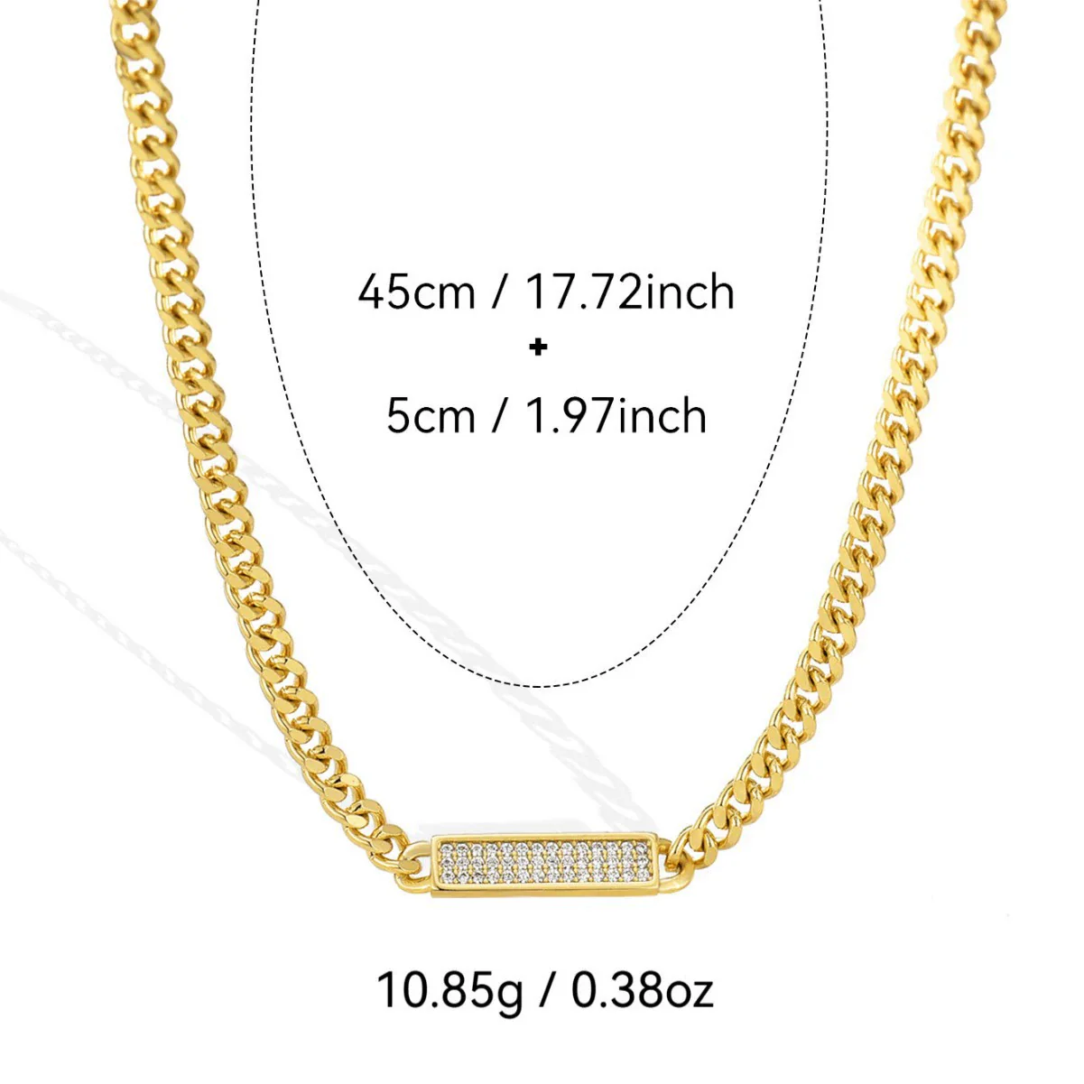Wholesale Jewelry Hip Hop Heavy Industry Exaggerated Geometric Cuban Chain Necklace Copper Plated 14K Gold Set Zircon - Image 4