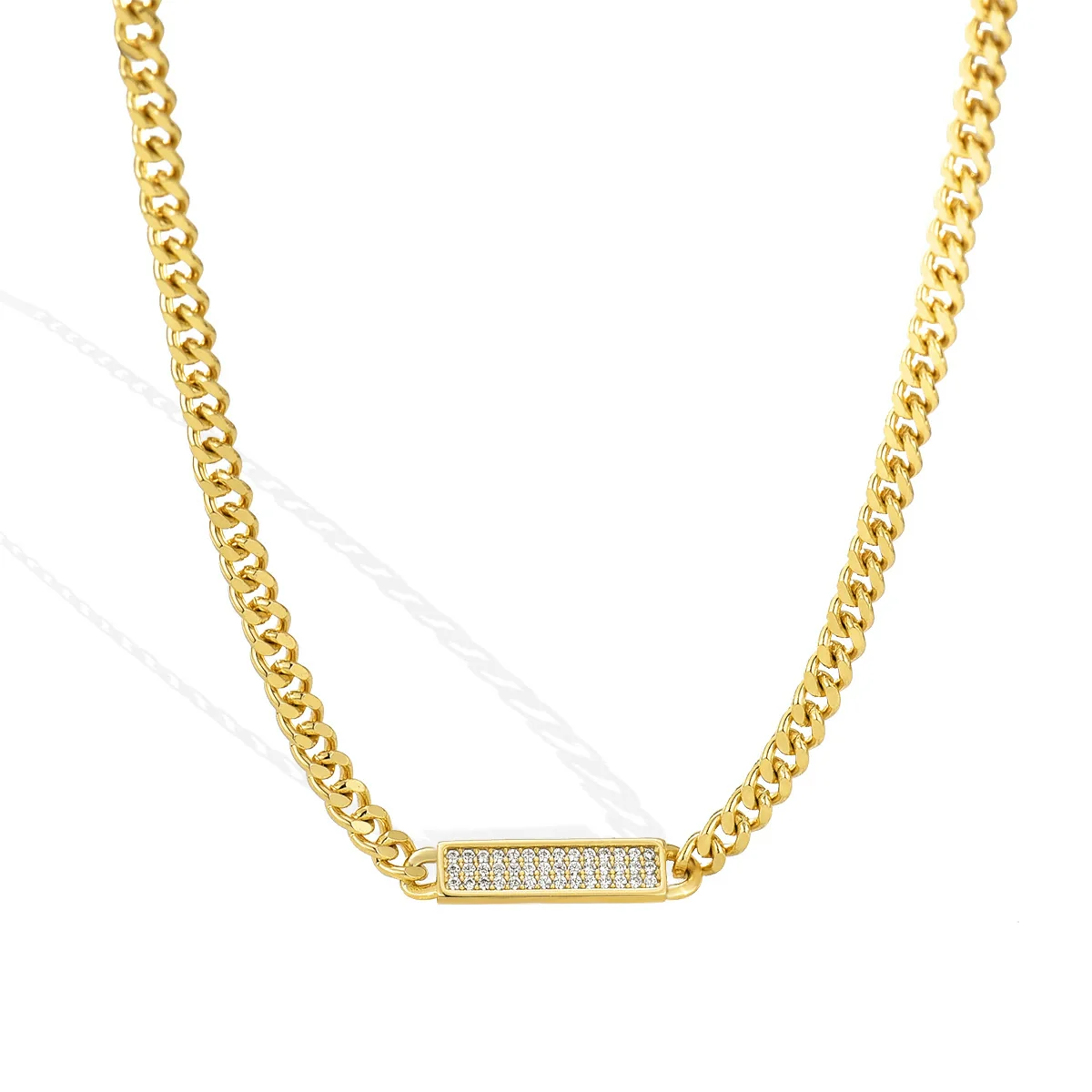 Wholesale Jewelry Hip Hop Heavy Industry Exaggerated Geometric Cuban Chain Necklace Copper Plated 14K Gold Set Zircon - Image 5