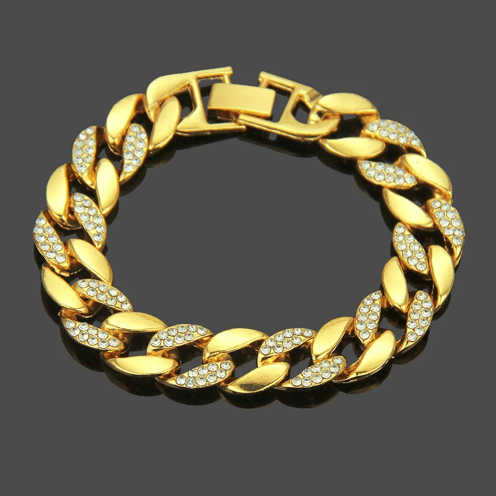Wholesale Jewelry Hip Hop Style Alloy Geometric Electroplated Unisex Diamond Cuban Chain Bracelet - Image 4