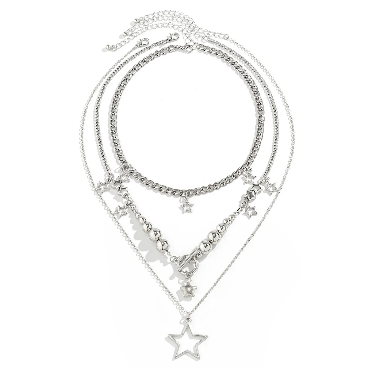 Wholesale Jewelry Hip Hop Style Star Pendant Necklace Zinc Alloy Ball Chain Electroplating - Image 5
