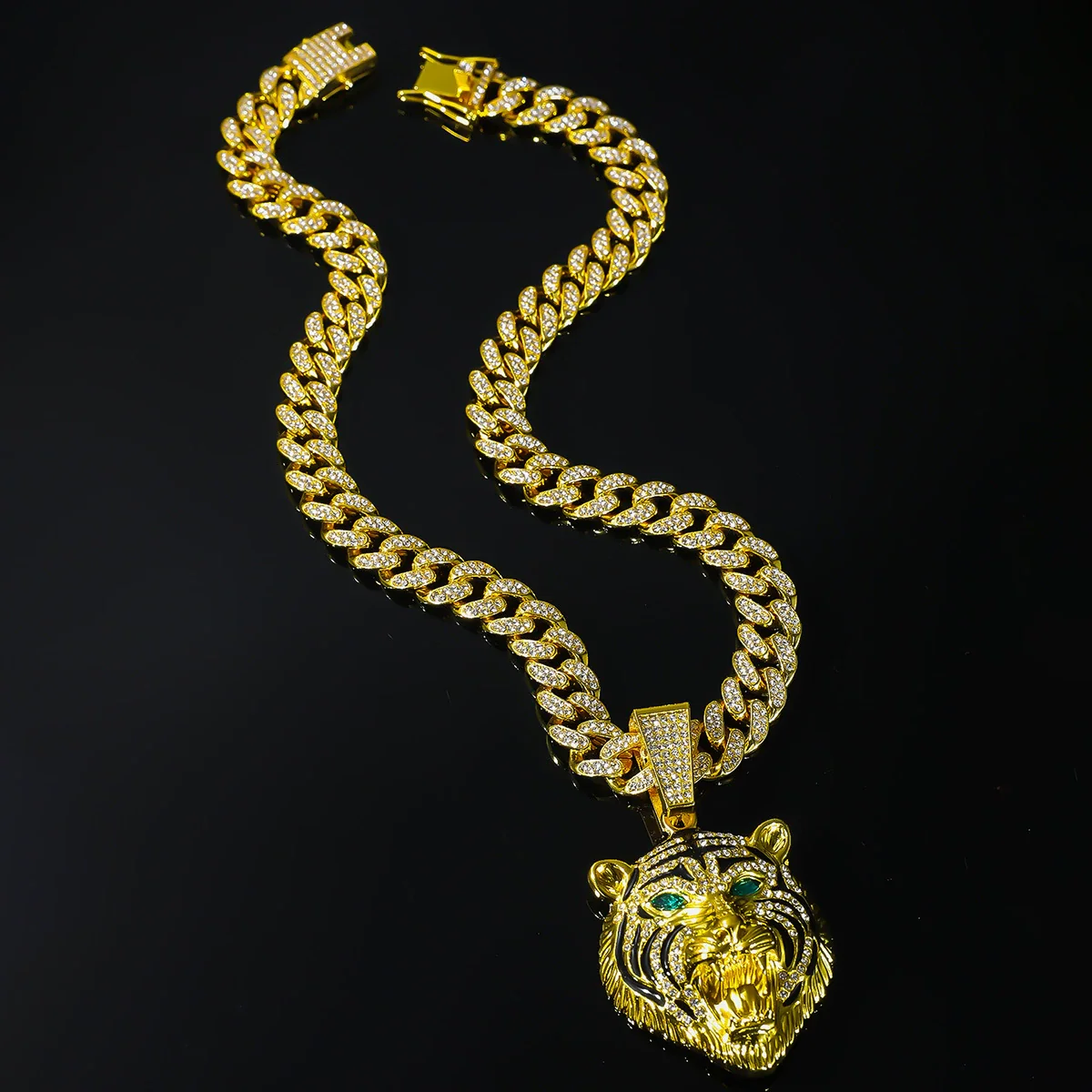 Wholesale Jewelry Hip Hop Style Zinc Alloy Lion Head Pendant Necklace With Full Diamond Design - Image 2