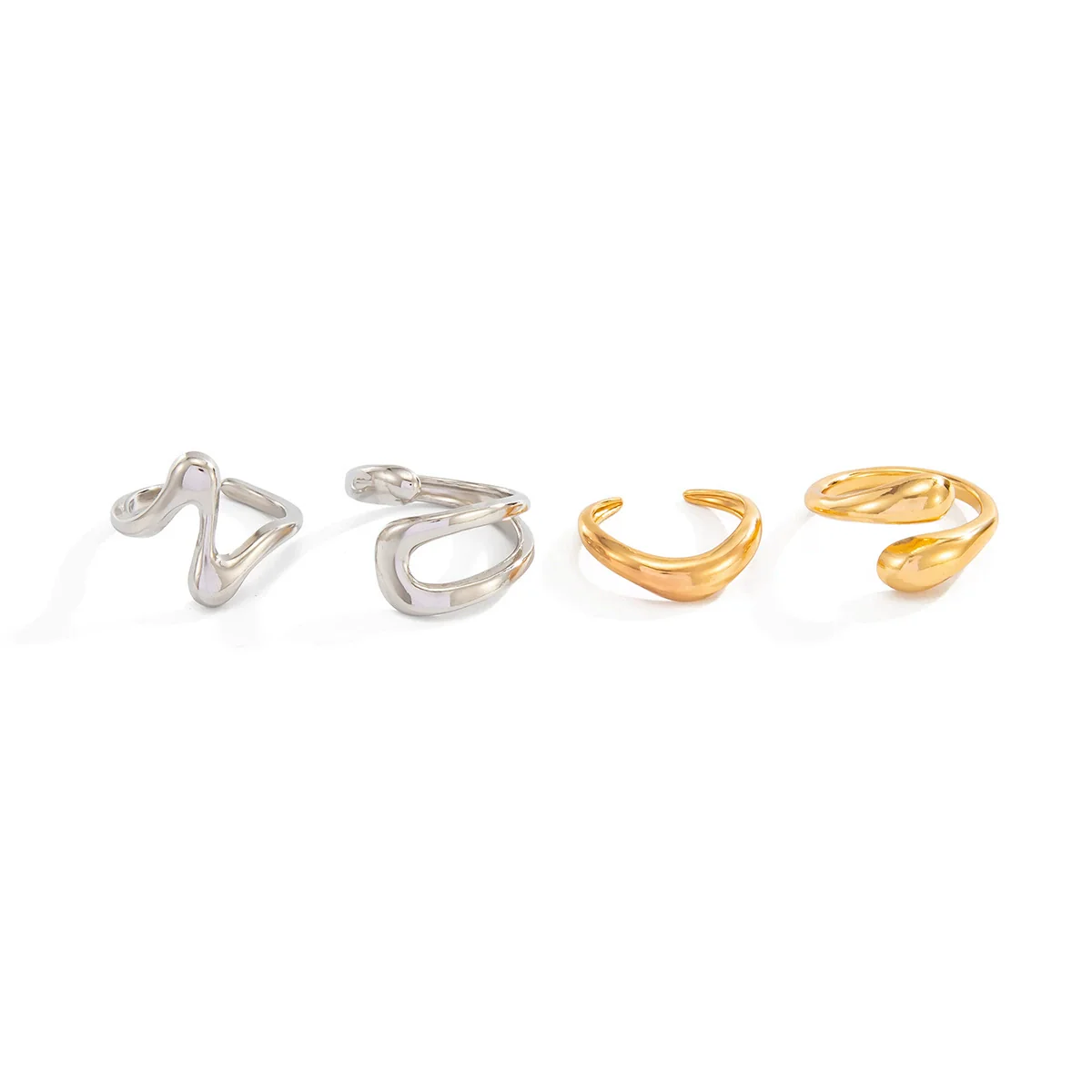 Wholesale Jewelry Hiphop Style Zinc Alloy Geometric Irregular Joint Ring Set For Women With Electroplating - Image 5