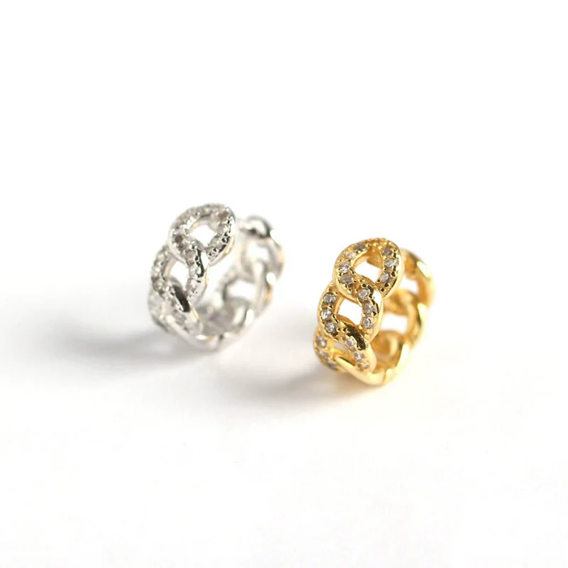 Wholesale Jewelry Light Luxury S925 Sterling Silver Geometric Chain Diamondembedded Earrings - Image 5