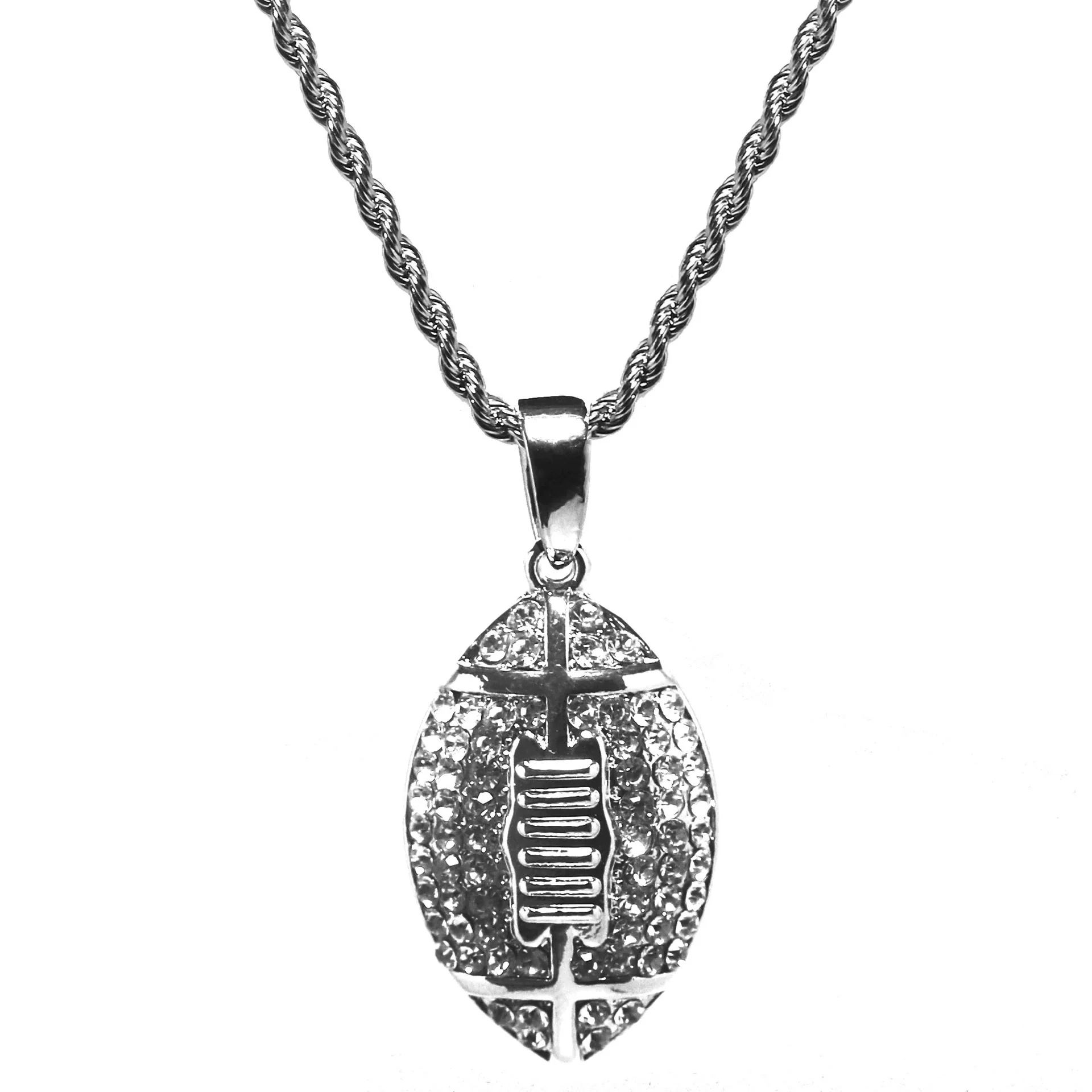 Wholesale Jewelry Men's Rugby Pendant Necklace Alloy With Diamond And Geometric Design - Image 7