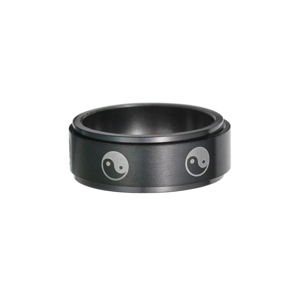 Wholesale Jewelry Men's Stainless Steel Rotating Decompression Ring With Letters Numbers Text Electroplated - Image 4