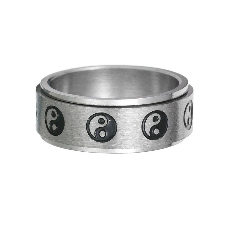 Wholesale Jewelry Men's Stainless Steel Rotating Decompression Ring With Letters Numbers Text Electroplated - Image 5