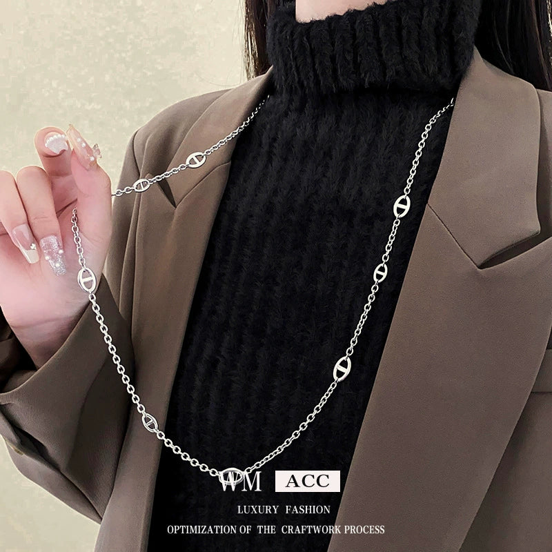 Wholesale Jewelry Metal Alloy Copper Geometric Letters Numbers Text Electroplating Clavicle Chain Necklace For Women - Image 2