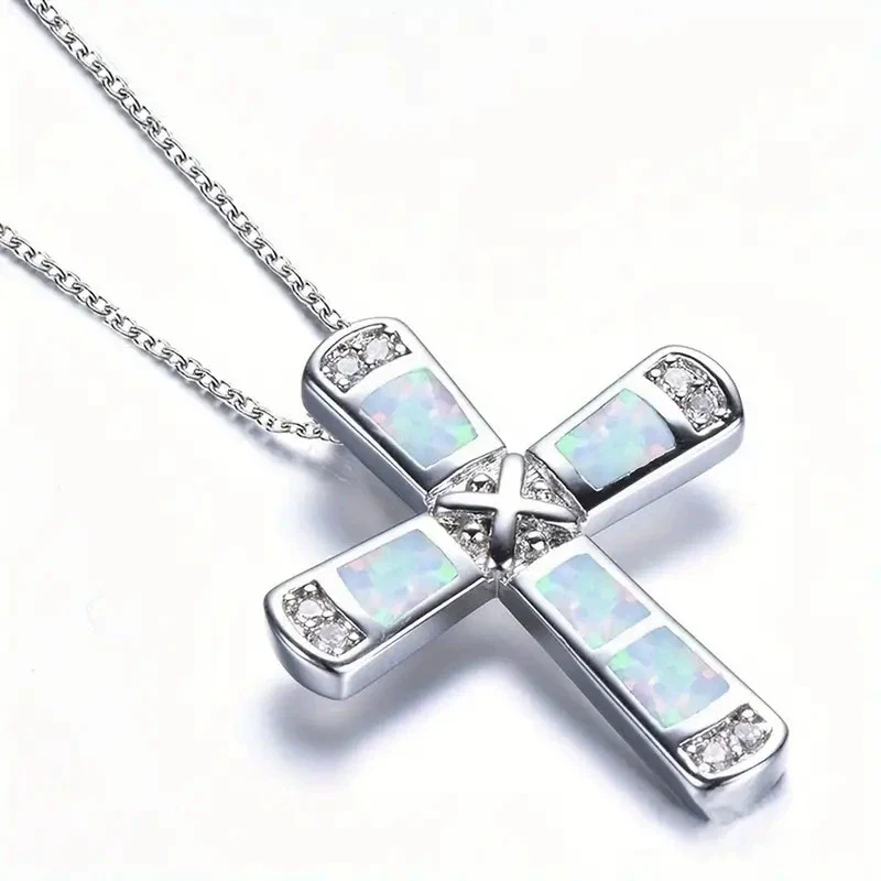 Wholesale Jewelry Metal Alloy Imitation Opal Geometric Zirconia Elegant Women's Necklace