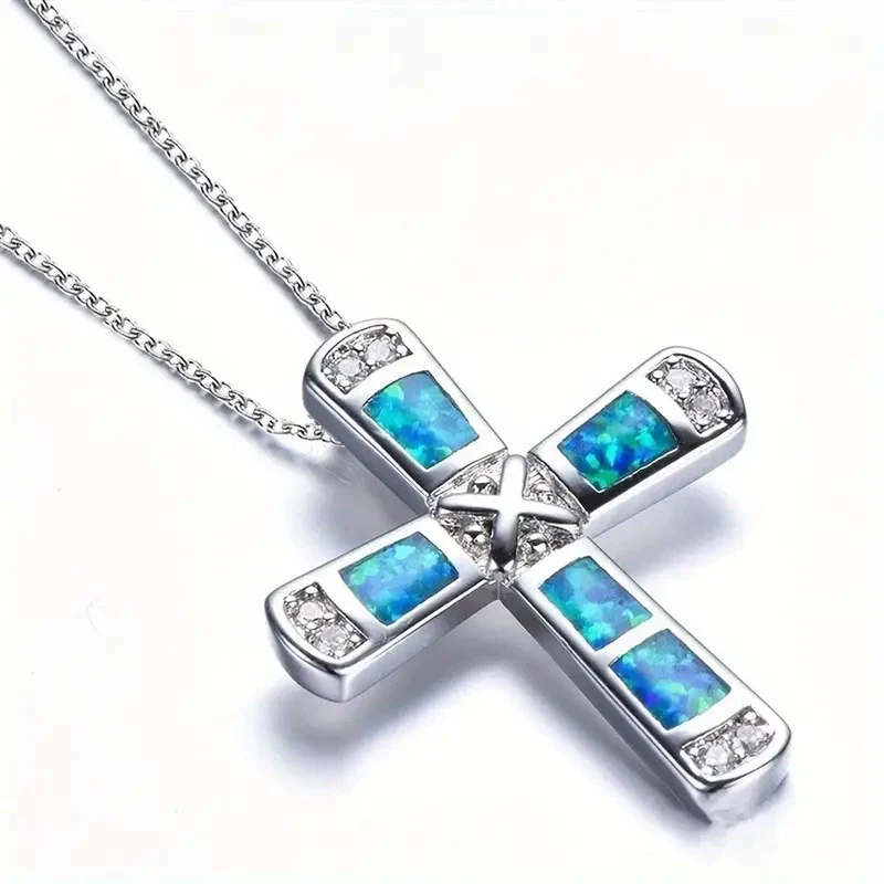 Wholesale Jewelry Metal Alloy Imitation Opal Geometric Zirconia Elegant Women's Necklace - Image 2