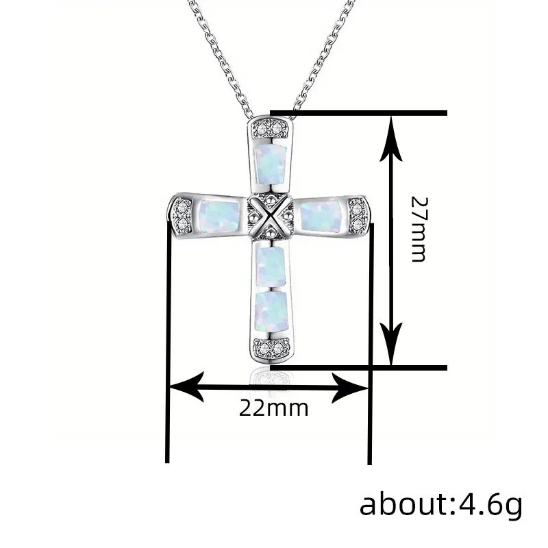 Wholesale Jewelry Metal Alloy Imitation Opal Geometric Zirconia Elegant Women's Necklace - Image 4
