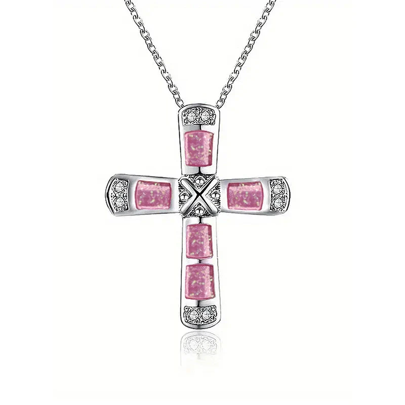 Wholesale Jewelry Metal Alloy Imitation Opal Geometric Zirconia Elegant Women's Necklace - Image 5