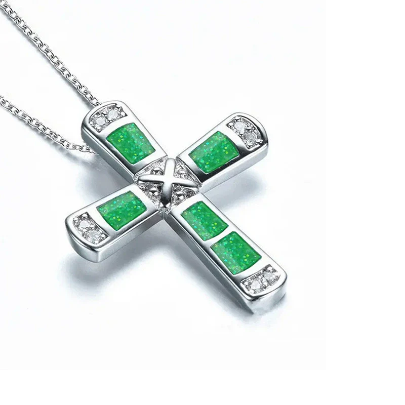 Wholesale Jewelry Metal Alloy Imitation Opal Geometric Zirconia Elegant Women's Necklace - Image 6