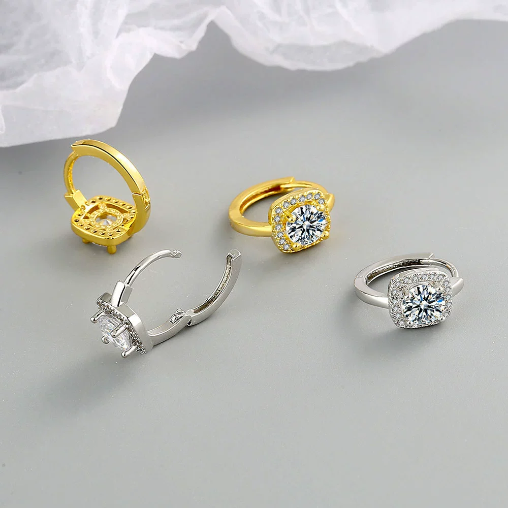 Wholesale Jewelry Microinlaid Zircon Geometric Copper Electroplated Earring - Image 4