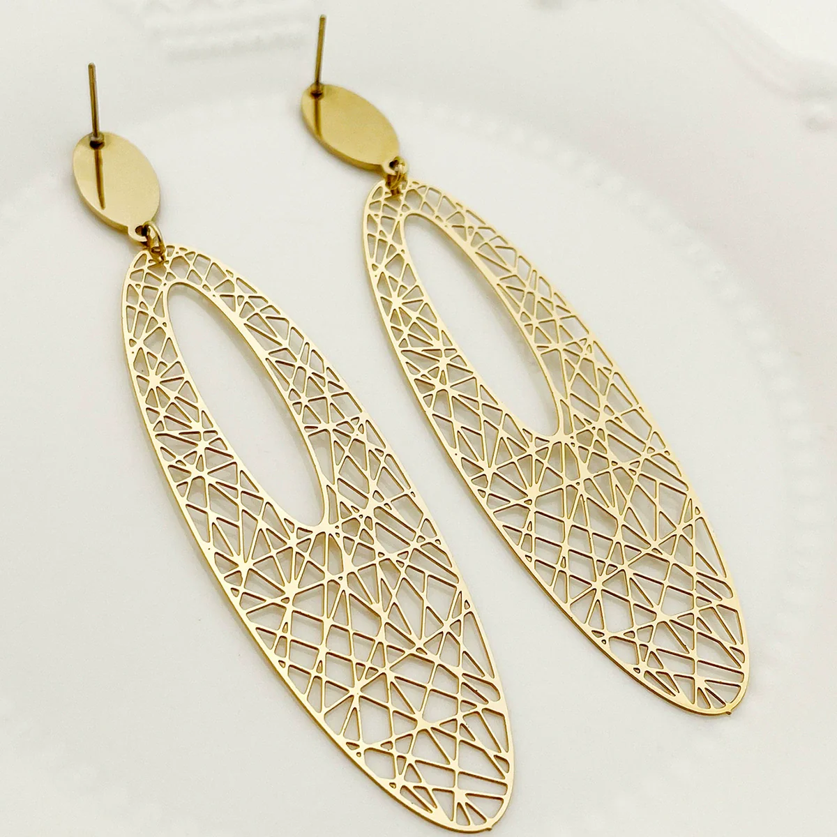 Wholesale Jewelry Minimalist Cold Style Geometric Stainless Steel Electroplated Earrings - Image 2
