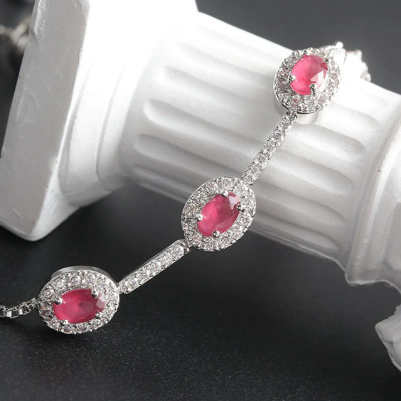 Wholesale Jewelry Minimalist Geometric Copper Inlaid Zircon And Glass Bracelet - Image 4