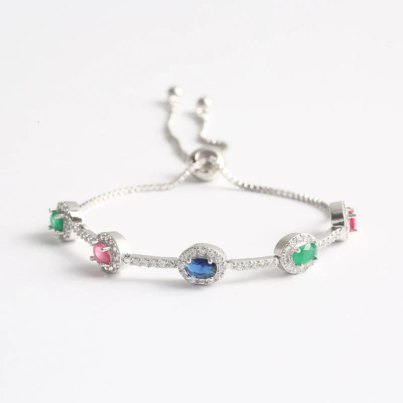 Wholesale Jewelry Minimalist Geometric Copper Inlaid Zircon And Glass Bracelet - Image 7