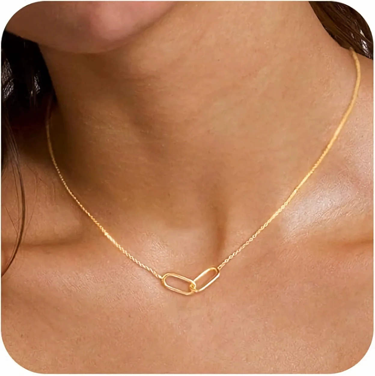 Wholesale Jewelry Minimalist Geometric Oval Cross S925 Sterling Silver Gold Plated Polished O Chain Necklace For Women