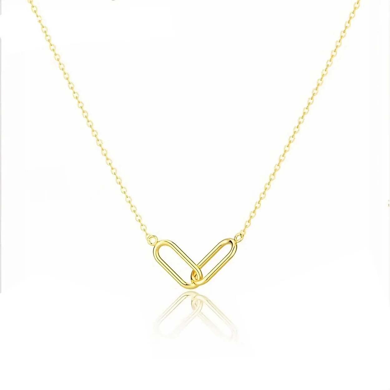 Wholesale Jewelry Minimalist Geometric Oval Cross S925 Sterling Silver Gold Plated Polished O Chain Necklace For Women - Image 5