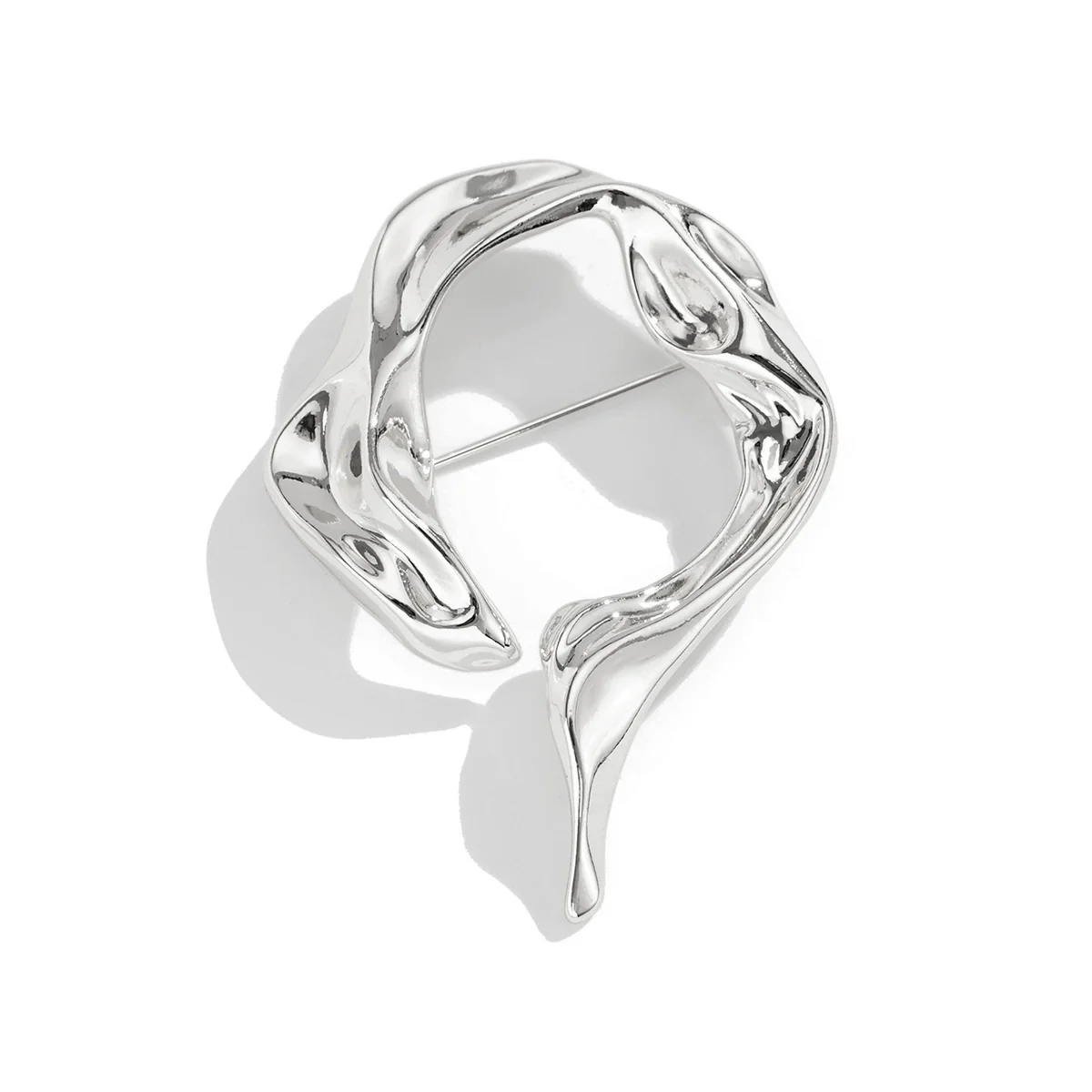 Wholesale Jewelry Minimalist Style Geometric Alloy Liquid Irregular Brooch For Women Electroplated - Image 5