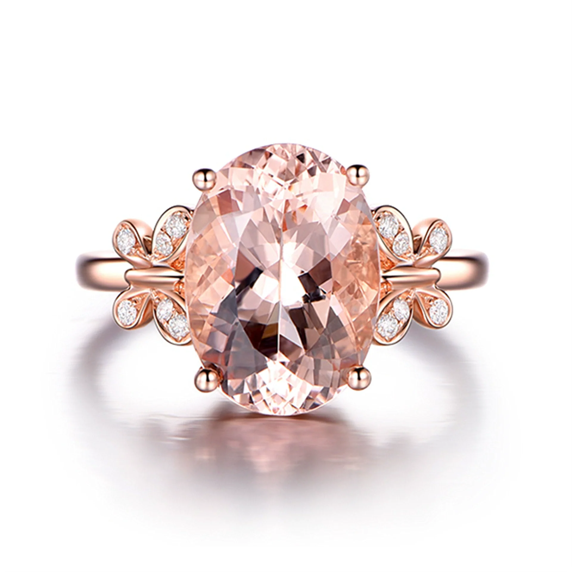 Wholesale Jewelry Morganite Ring Copper Geometric Electroplated 18K Rose Gold - Image 4