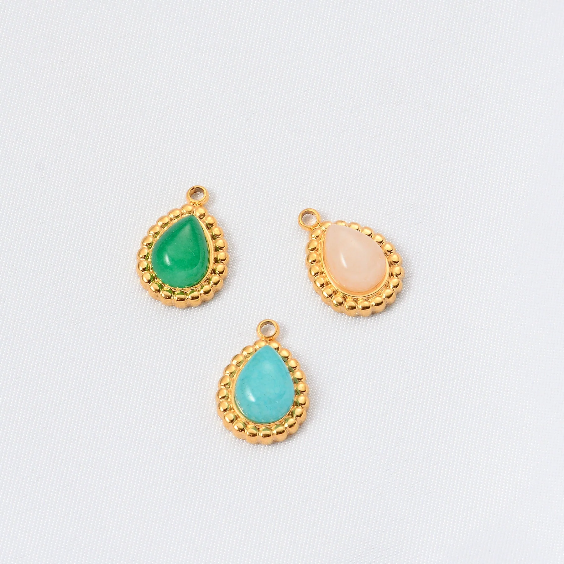 Wholesale Jewelry Natural Stone Stainless Steel Water Drop Oval Pendant Electroplated Bohemian Style Diy Jewelry Accessories - Image 5