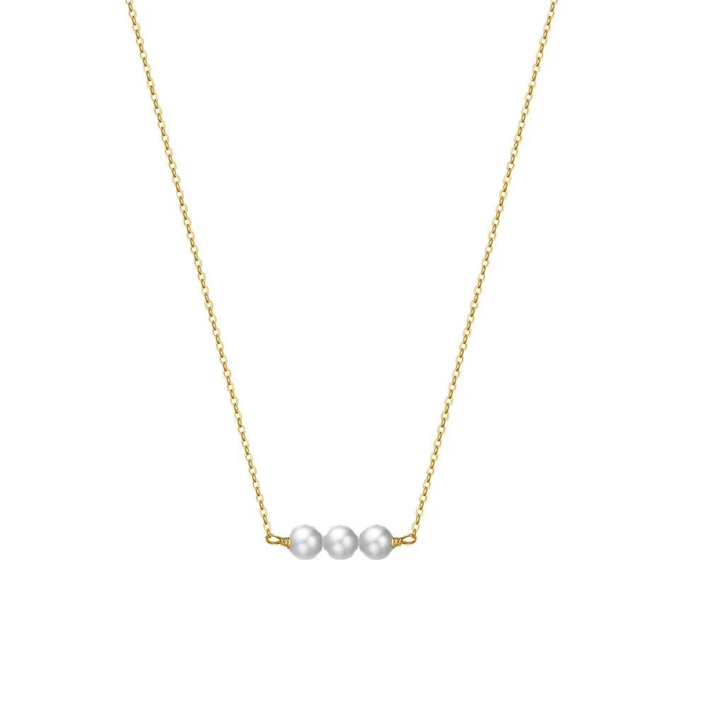 Wholesale Jewelry Natural Style S925 Sterling Silver Necklace With Freshwater Pearl And Geometric Pendant Electroplated - Image 4