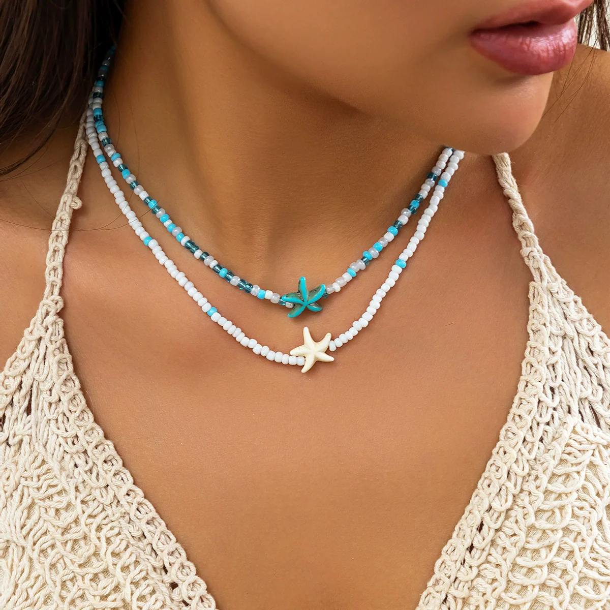 Wholesale Jewelry Plastic Resin Alloy Handmade Beach Ocean Style Animals Zodiac Starfish Shell Beaded Clavicle Necklace For Women - Image 9