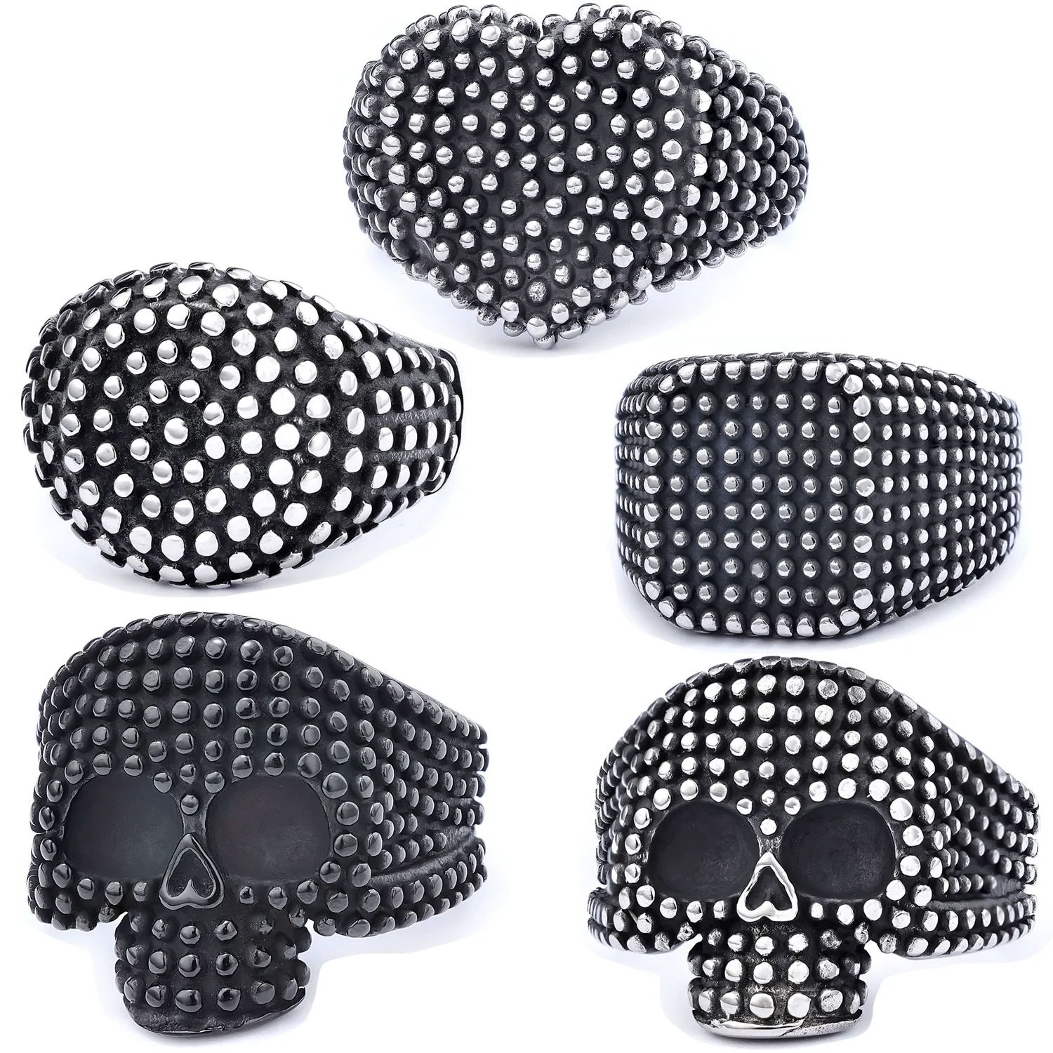 Wholesale Jewelry Punk Style Skull Stainless Steel Apply Oil