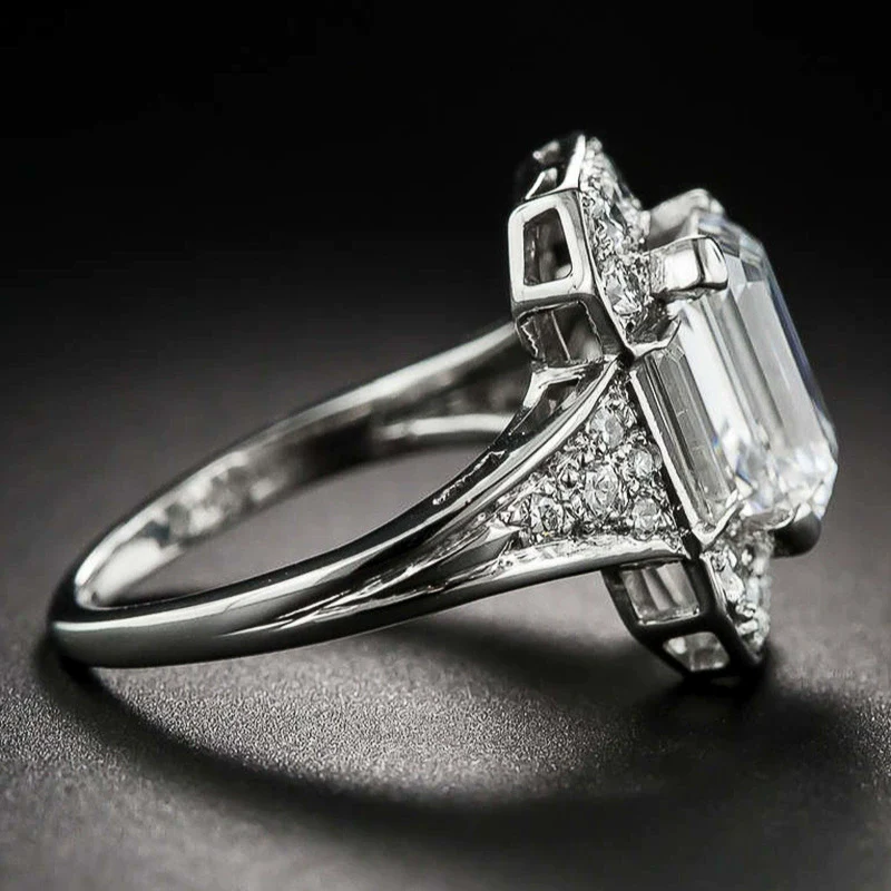 Wholesale Jewelry Rectangular Zircon Copper Ring For Women With Geometric Style - Image 2