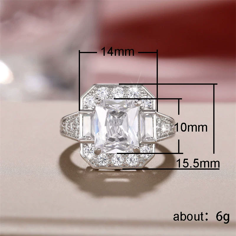 Wholesale Jewelry Rectangular Zircon Copper Ring For Women With Geometric Style - Image 5